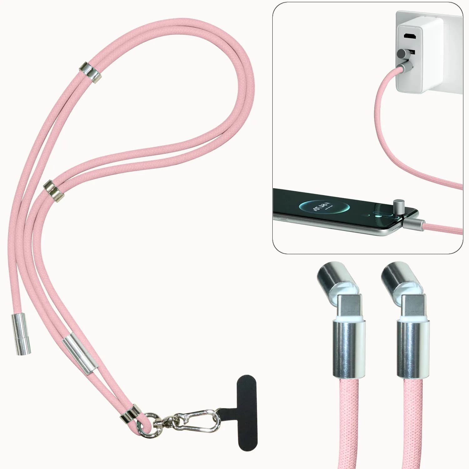 Hagibis Cordino universale per telefono Cavo USB C 2 in 1 Cinturino per telefono da C a C/C a L Cavo di ricarica per iPhone 15 14 Pro Max La maggior parte dei telefoni