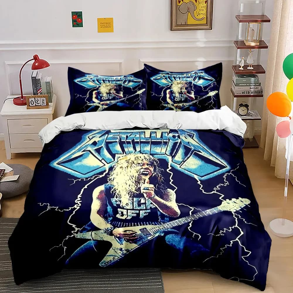 Set di poster decorativi Rock Band, set di biancheria da letto con copripiumino morbido e confortevole, include 1 copripiumino e 2 federe, regalo