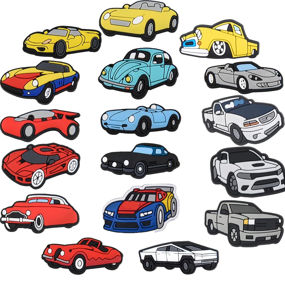 Nuovo arrivo Ciondoli per scarpe per auto sportive Cool Cars Decorazione per scarpe Modello di cartone animato Ciondoli per zoccoli per regali fidanzato