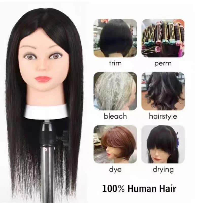 Teste di manichino Simnient con capelli umani al 100% per l'allenamento e lo styling dei capelli, testine di manichino per parrucchieri per esercitarsi nelle acconciature