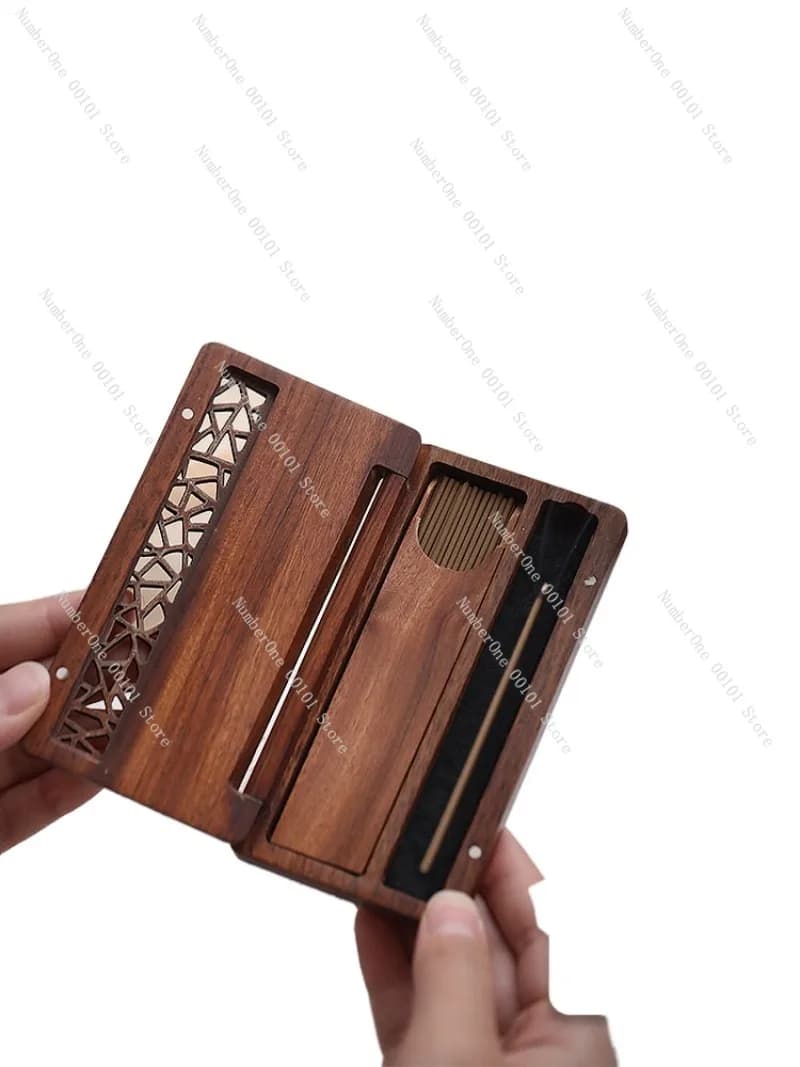 Elegante Scatola Portatile in Legno Massello per Incenso, Custodia da Viaggio, Bruciatore per Bastoncini di Incenso, Porta Legno di Agar, Mini Contenitore per Fragranze con