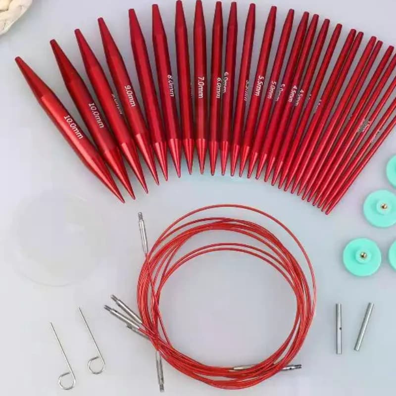 Set di aghi da maglia circolari intercambiabili staccabili, kit di uncinetti multifunzionali per lavori artigianali fai da te