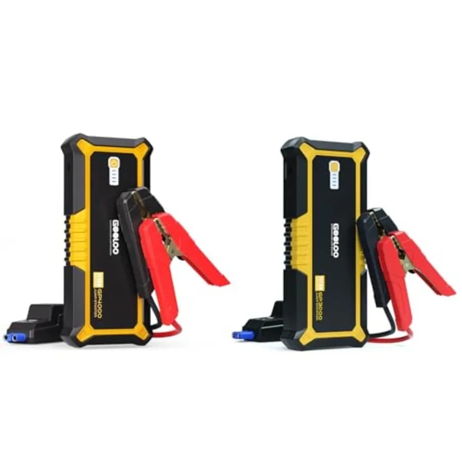 Avviatore di emergenza portatile GP3000 per batterie auto 12V, scocca in plastica ABS, design compatto nero con ricarica rapida USB