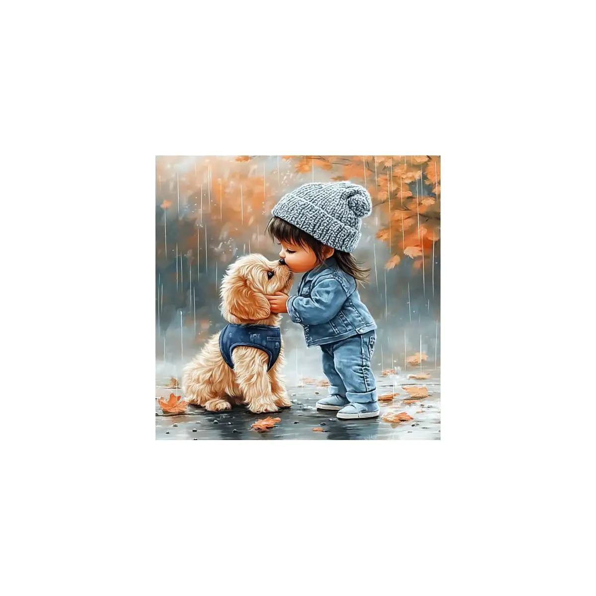 1 pezzo senza cornice 30 * 30 cm / 11,8 * 11,8 pollici, bambina e cucciolo, set fai da te a punto croce stampato 11CT/14CT, adatto per principianti adulti