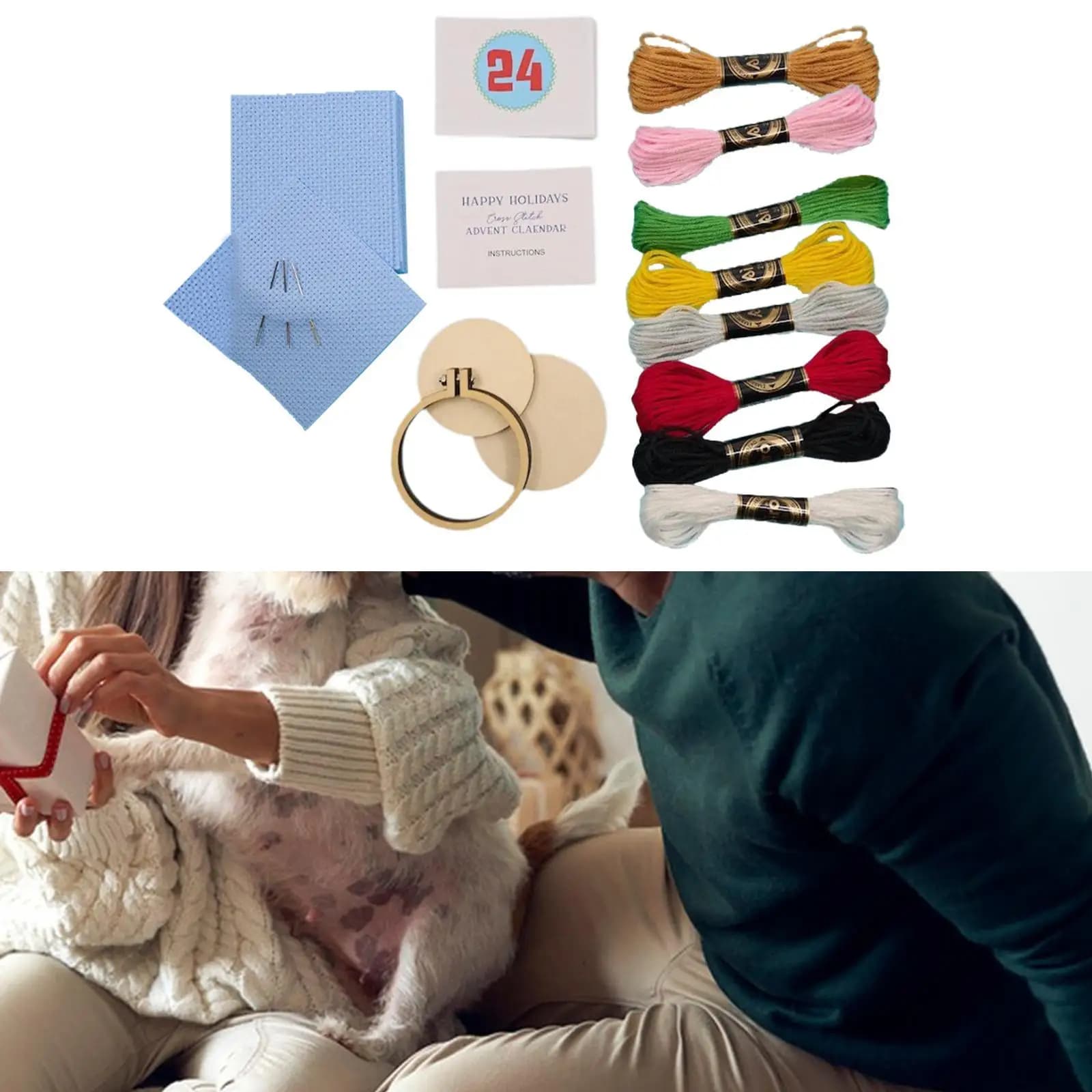 Christmas Advent Calendar Xmas Stitch Kit for Beginners Craft Lovers Women