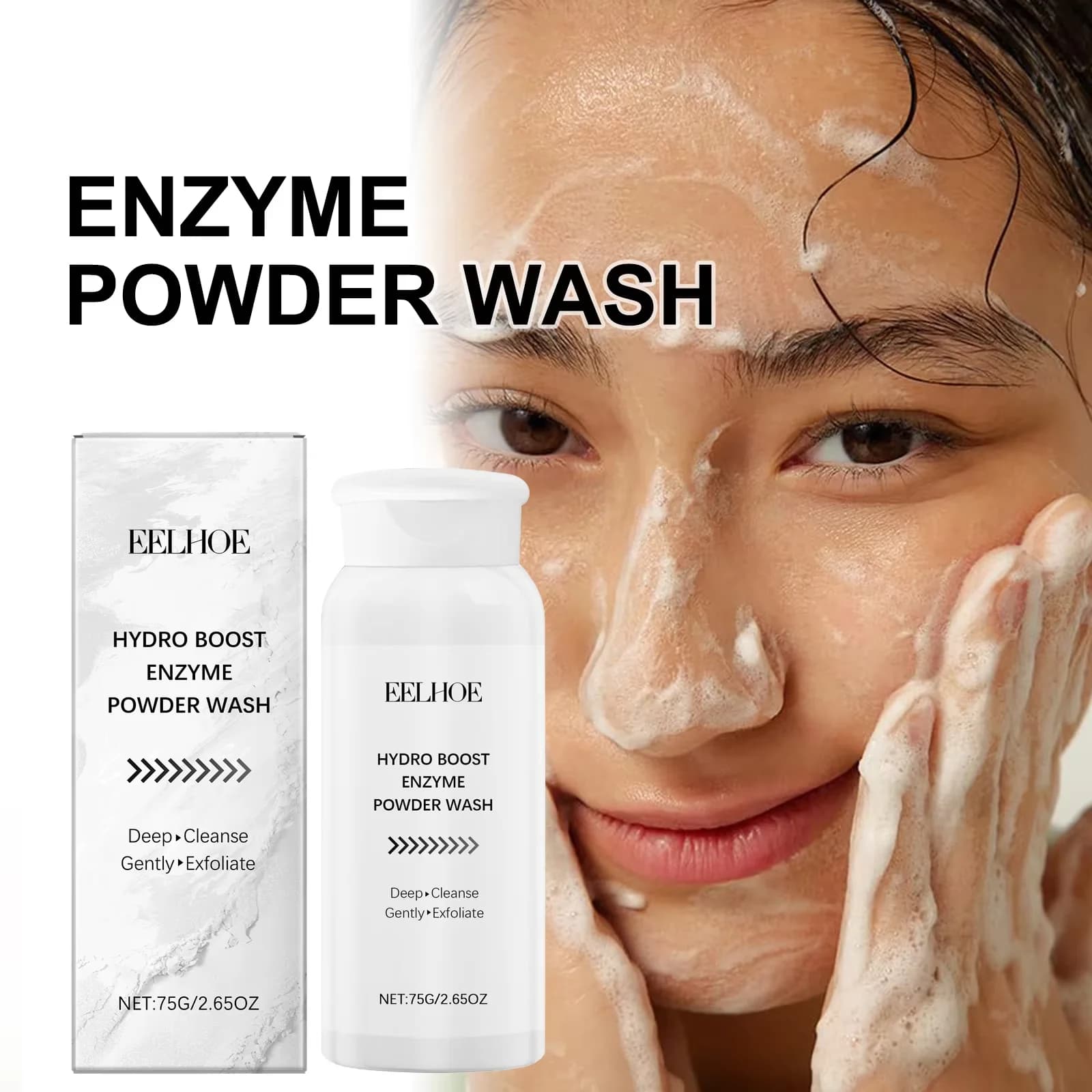 EELHOE Hydro Boost Enzyme Powder Wash, delicate exfoliating face cleanser for deep cleansing, illuminating face cleanser and sebo-regulator