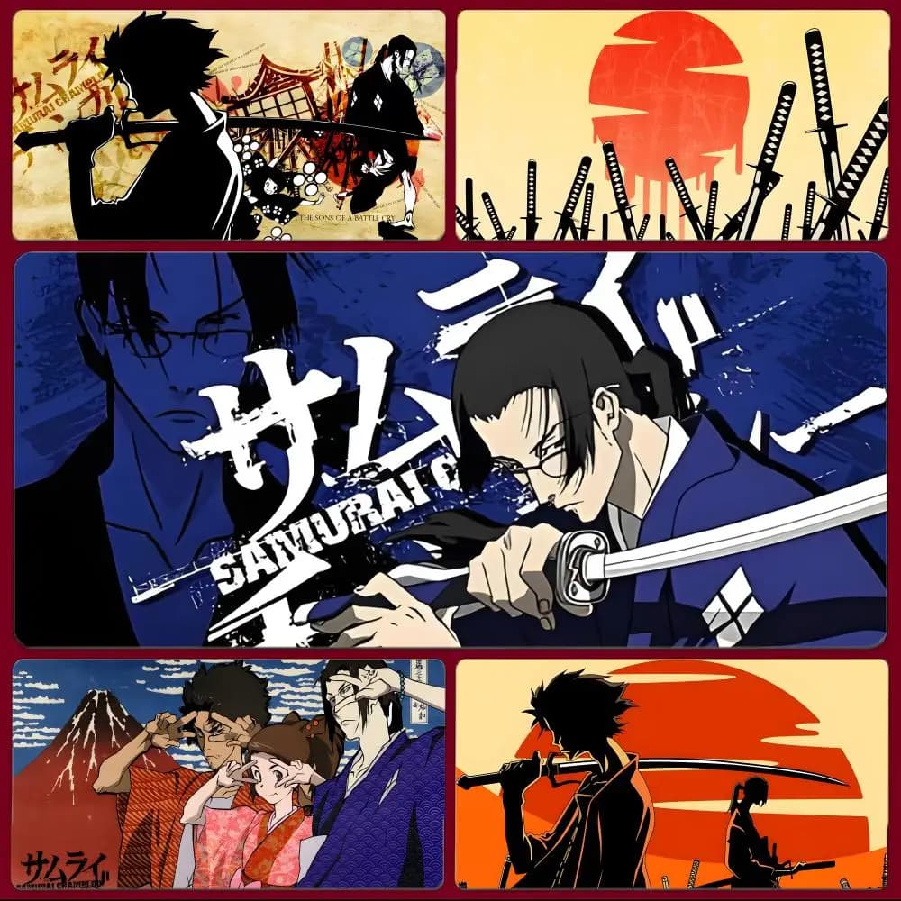 Fantastico ed elegante tappetino per mouse Anime S-Samurai Champloo, grande tappetino per mouse da gioco con bordi cuciti, tappetino da scrivania ispessito per PC