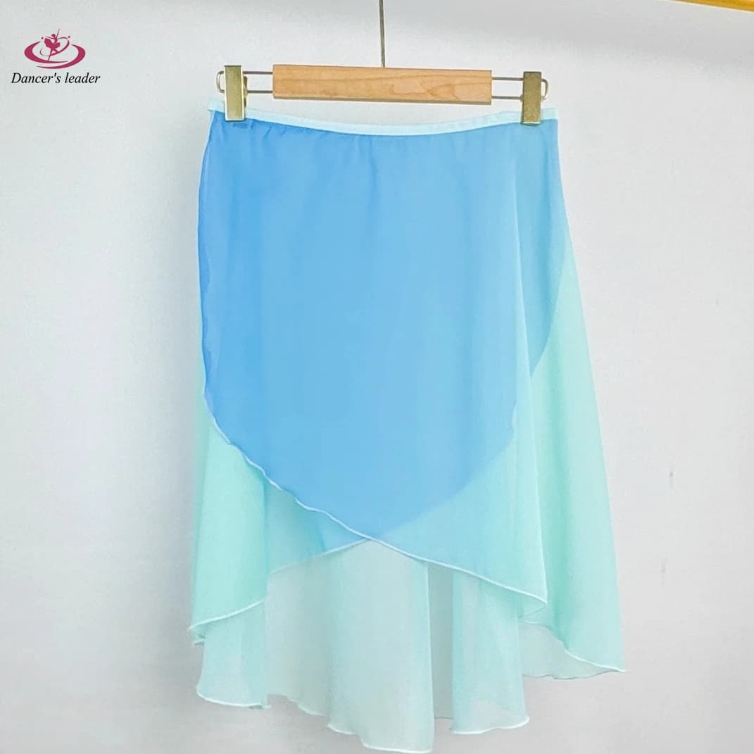 Gonna corta da balletto, gonna da ballo da donna blu sfumata in un unico pezzo, gonna per pratica di ginnastica, costume da balletto per adulti, gonna lirica
