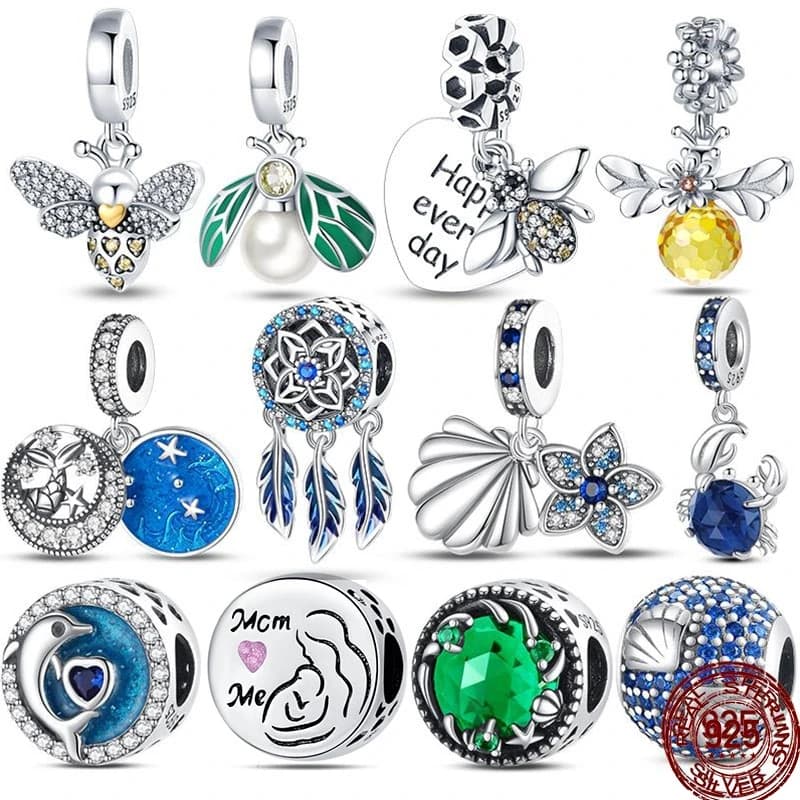 Original 925 Sterling Silver Bee Series Bee Safety Chain Bead Dreamcatcher Fit pan 3mm Bracelet Diy Charm Ms Jewelry Gift New in