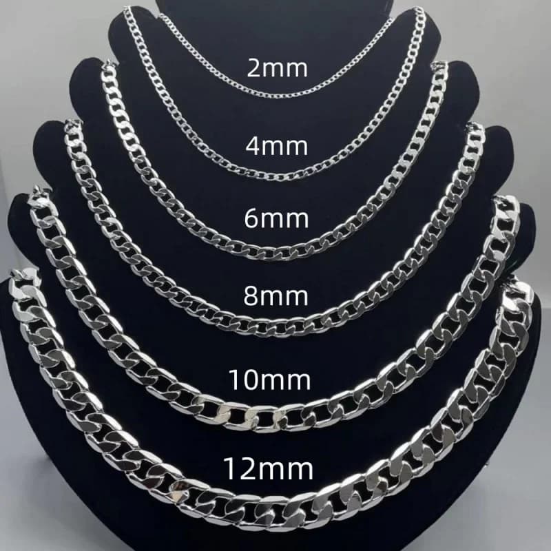 Collana da Uomo in Argento Sterling 925, Catena da 2/4/6/8/10/12MM, 40-75cm, con Chiusura a Moschettone, Gioielli da Uomo e Donna, Regali di Fidanzamento