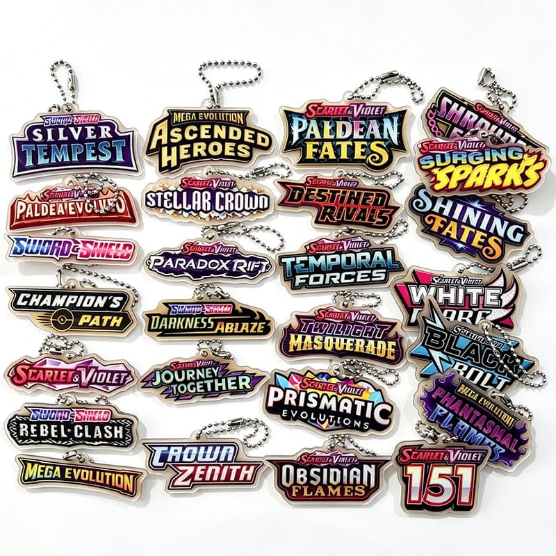 2026 New Anime Cartoon Mega Evolution Series Ascended Heroes Acrylic Keychain Accessories Game Collection Card Keyring Charm