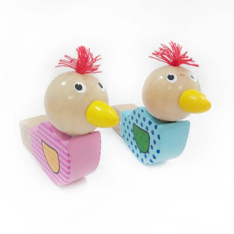 1 pz simpatico cartone animato a forma di uccello in legno per bambini fischio strumento musicale bel regalo per ragazzo ragazza giocattoli educativi musicali
