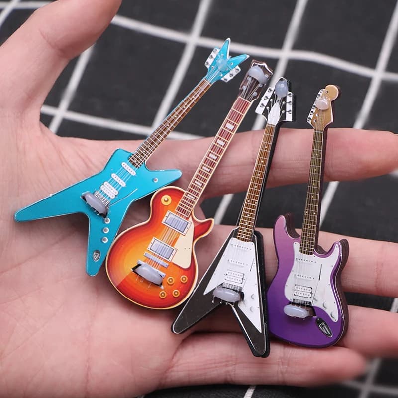 Bambola Mini Simulazione Chitarra elettrica Chitarra popolare Puntelli di scena in miniatura Accessori modello abbinati