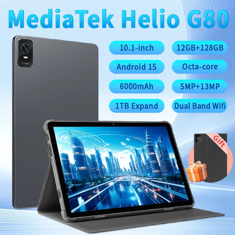 Tablet Paitanry 10 pollici Android 2025 12GB(6+6GB)RAM+128GB ROM Doppia Fotocamera 8 Core Schermo 1280*800 5G WIFI Globale