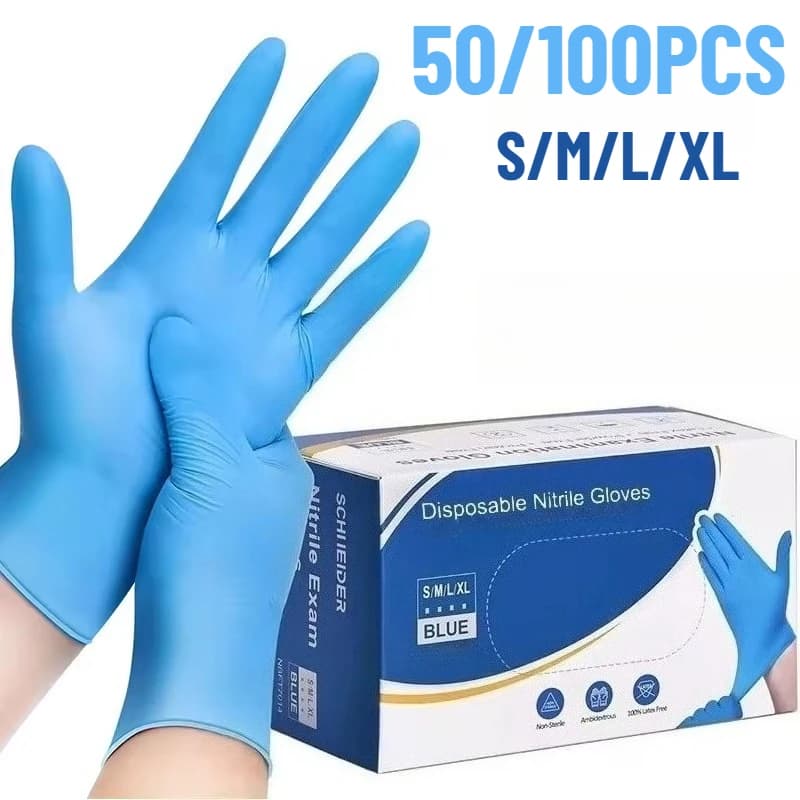 50/100PCS Guanti in nitrile blu Guanti monouso in nitrile blu Pulizia dei rifiuti Spazzare Saneamento Bellezza Strumenti per parrucchieri