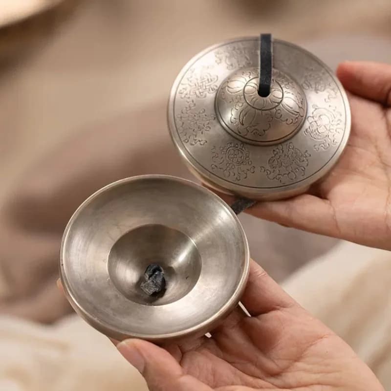 Bronze Tinkle Bell Nepal Handmade Sound Healing Hand Bell Buddhism Meditation Yoga Bells Tibetan Carving Orff Instruments