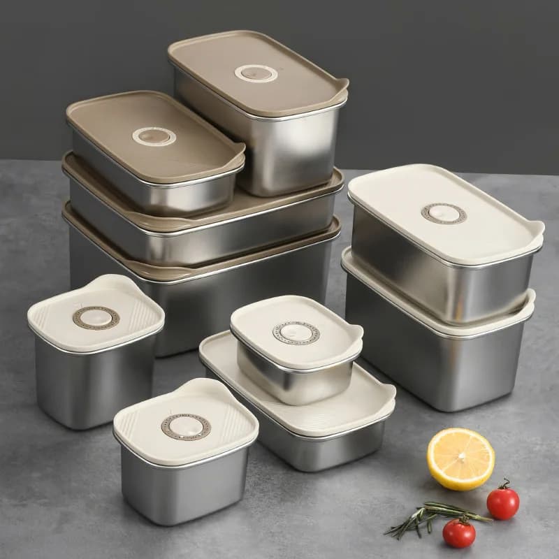Scatola da pranzo sigillata con croccante in acciaio inossidabile in stile giapponese 1PC con coperchio scatola da frigorifero bento box Lunch box per studenti