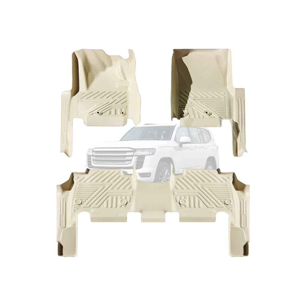 Tappetini Auto KQX 5D in TPE Beige Resistenti alle Intemperie e Durevoli per Land Cruiser