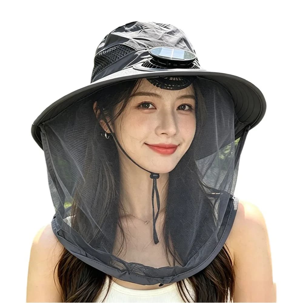With Net Mesh Mosquito Head Net Hat Foldable Breathable Wide Brim Sun Cap Cooling Adjustable Fishing Bucket Hat Hiking