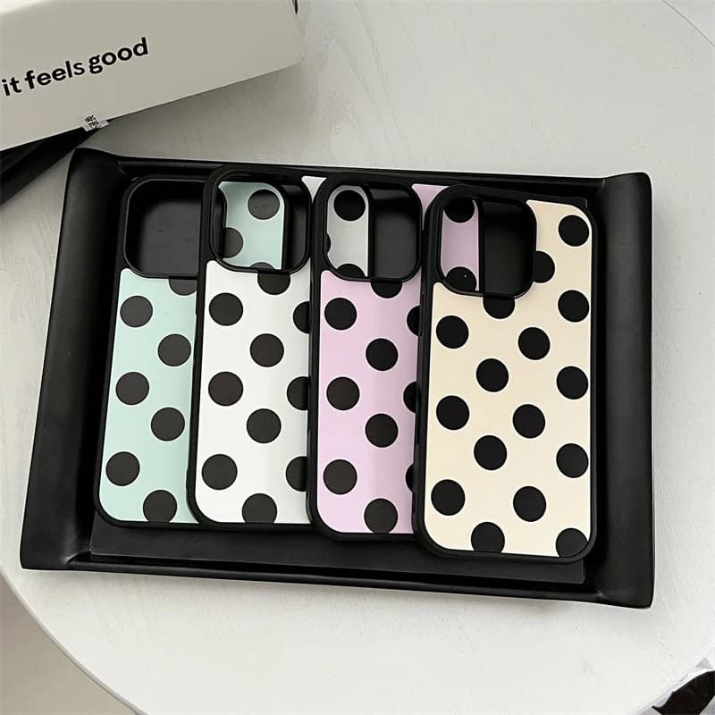 Minimalist Cover with Colorful Pois for iPhone 17 Air 16e 16 Pro Max 15 14 Plus 13 12 Mini 11, Silicone Rear Housing