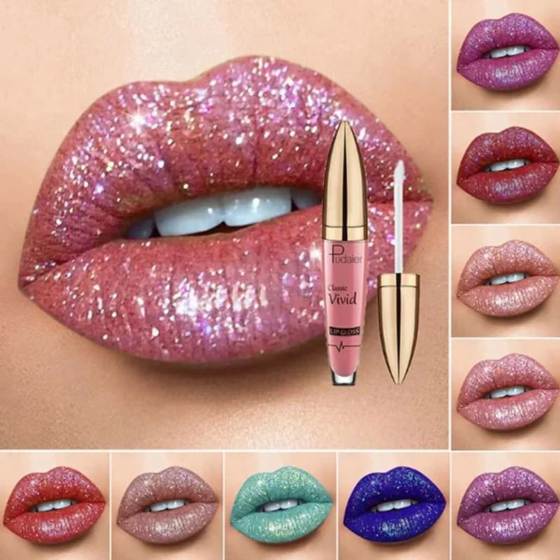 Rossetti liquidi glitter opachi Lucidalabbra lucido con diamanti Impermeabile a lunga durata Lucidalabbra per labbra Donna Tinta per labbra Trucco Maquillaje