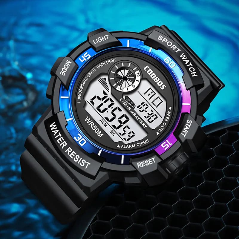Fashion Digital Watches for Men and Women Sports Watch Life Waterproof PU Bracelet Luminous Calendar Week Display Army Clock