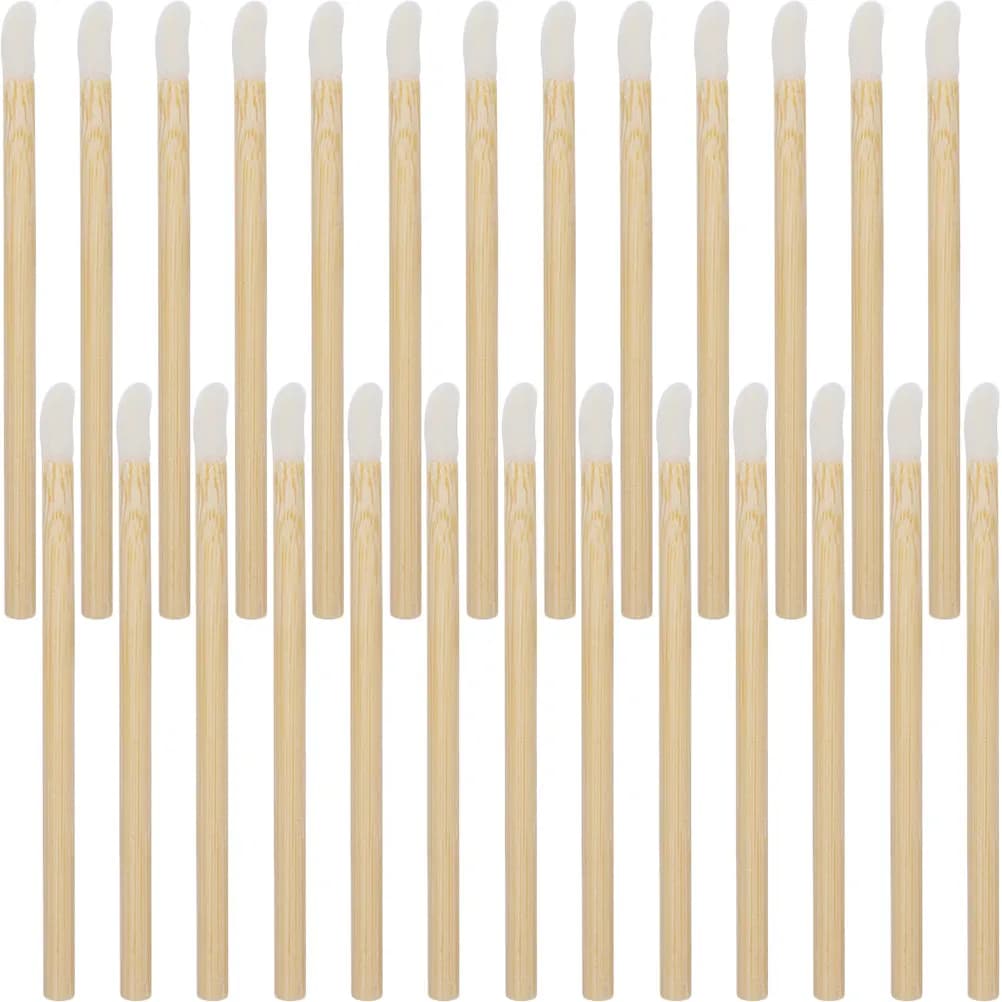 100Pcs Disposable Lip Brush Applicator Wood Handle for Lip Balm Mascara Nail Art Smooth Finish Lightweight Portable Beauty