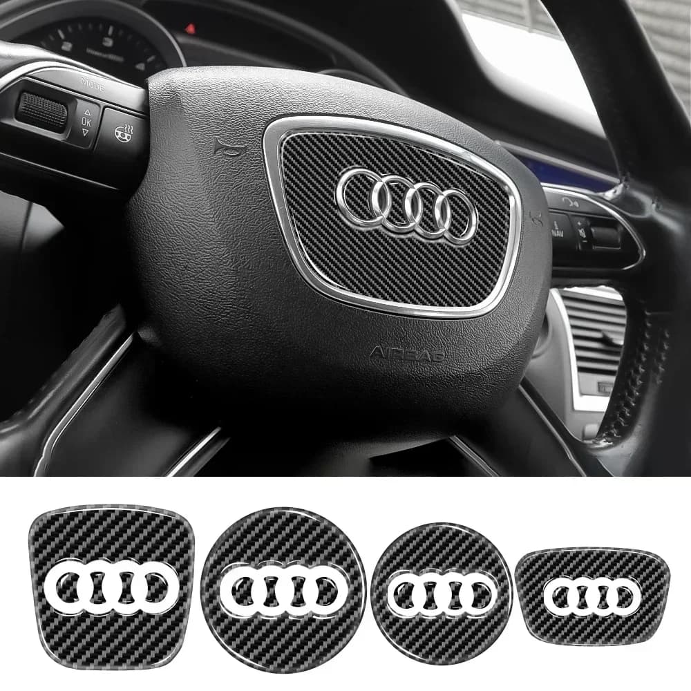 1 Pezzo Adesivo Decorativo per Volante in Fibra di Carbonio con Logo per Audi A4L A6L Q5 Q7 Q3 A3 A4 Q8 Q5L Q2L S3