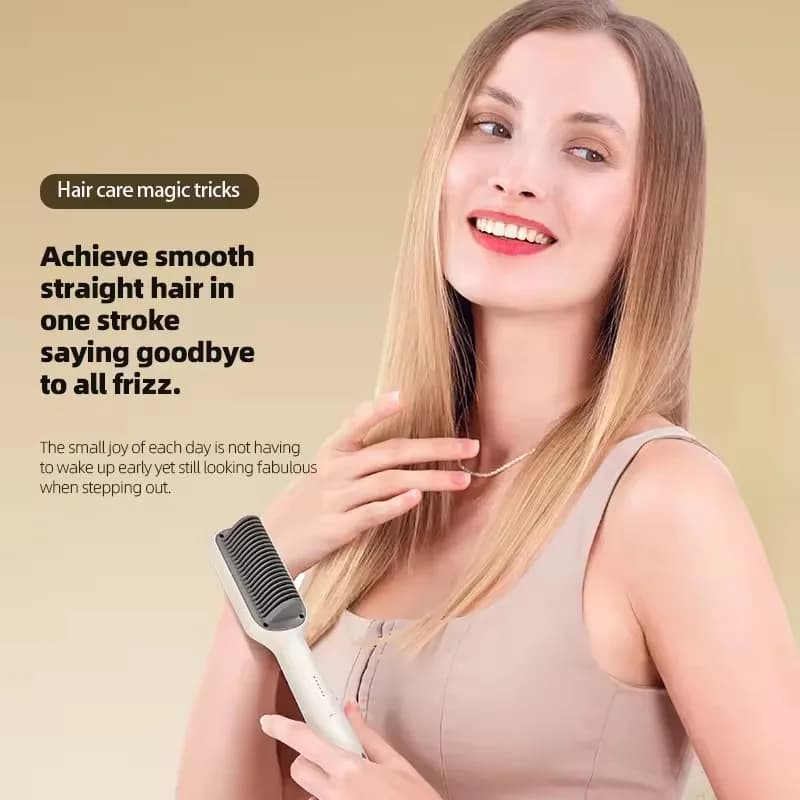 2-in-1 Straight Brush, Quick Heating Ceramic Plate, Styling Tool and Styling