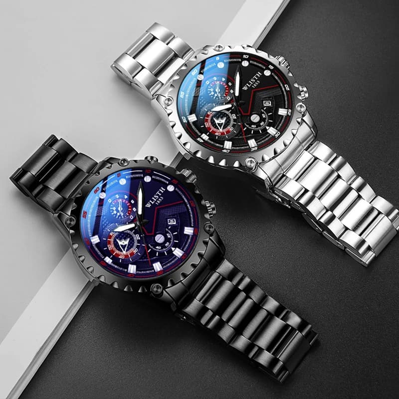 Men's Watches Luxury, Waterproof, Stainless Steel, Luminous, Sporty, Quartz, Reloj