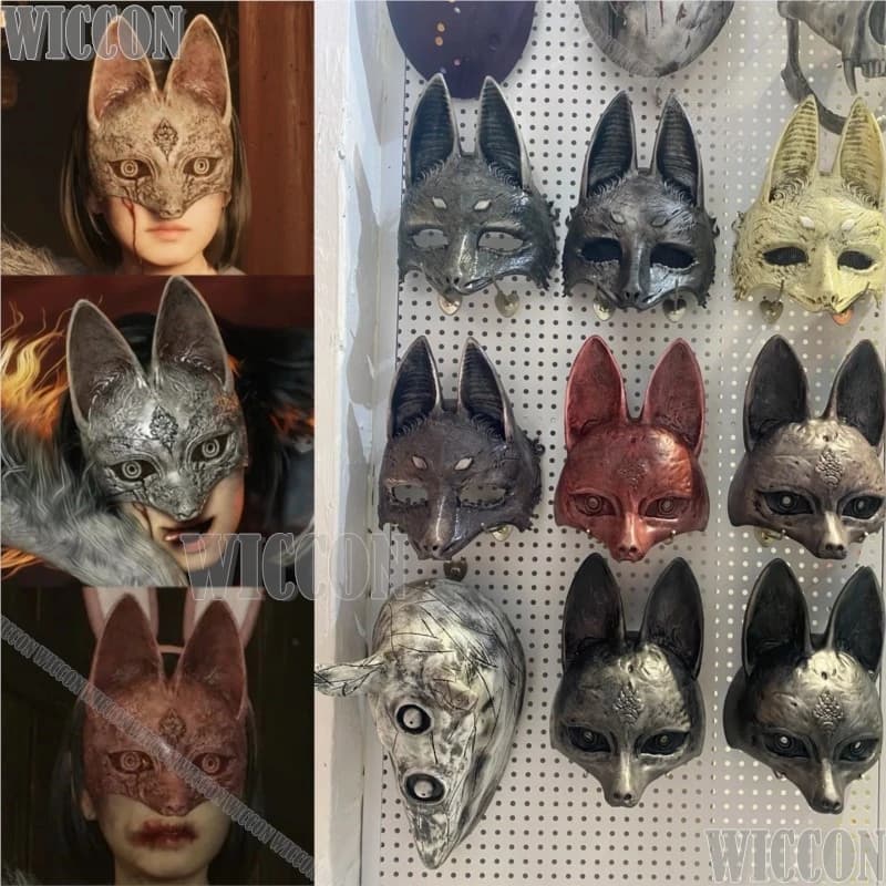 Fox Man Mask 2025 New Horro Game Cosplay Shimizu Jk Hinako Japanese girl Multicolor Half mask Woman Halloween Comic With Cos