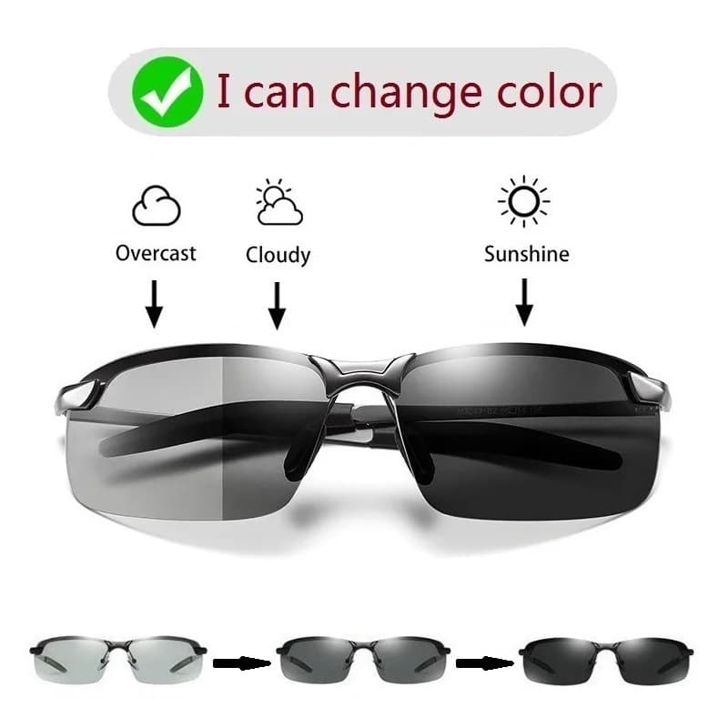 Occhiali da sole polarizzati fotocromatici da uomo che guidano gli occhiali da camaleonte da pesca cambiano colore occhiali da sole visione notturna diurna occhiali UV400
