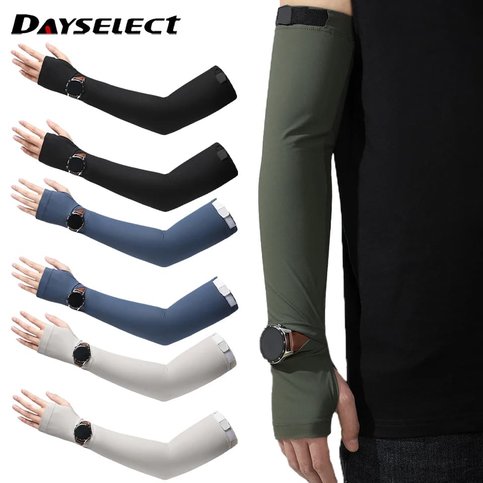 1 Paio di Manicotti Rinfrescanti UPF50+ Traspiranti con Protezione UV Senza Dita per Ciclismo e Guida all'Aperto, Scudo Solare Assorbente per Uomo