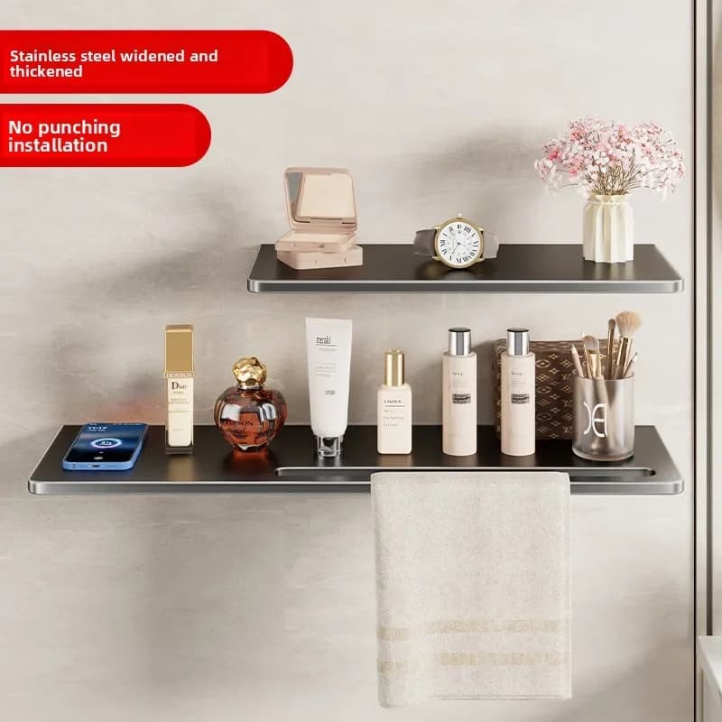 Mensola da bagno in acciaio inossidabile, senza trapano, organizer da parete per specchio cosmetico per lavabo