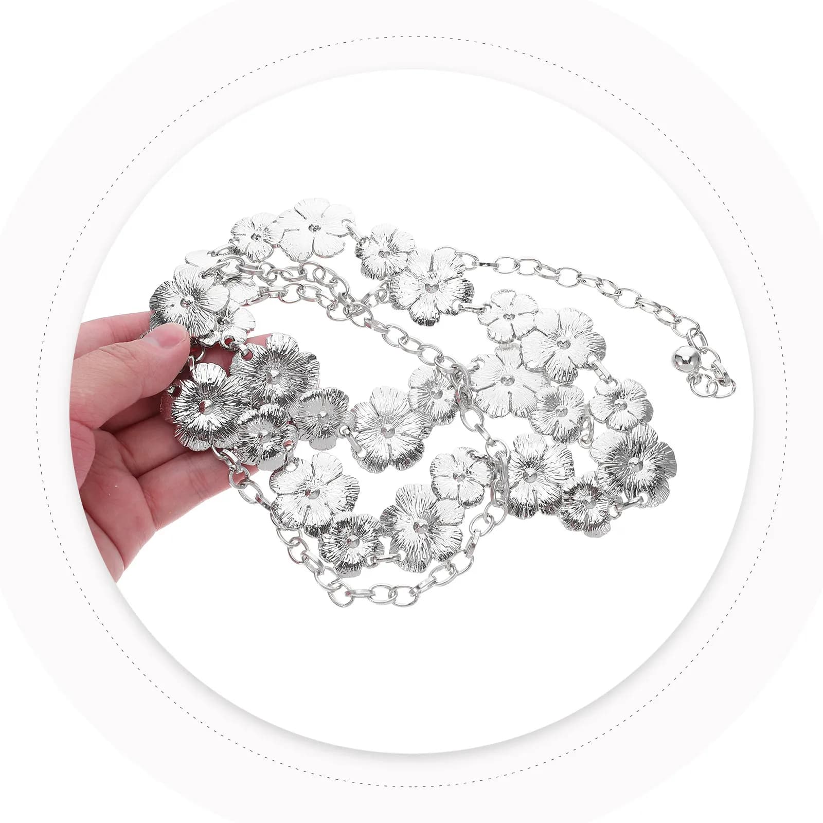 Cintura a Catena Floreale Regolabile per Donne, Gioiello in Lega di Zinco, Accessorio per Danza del Ventre, Spiaggia, Matrimonio, Abito Estivo