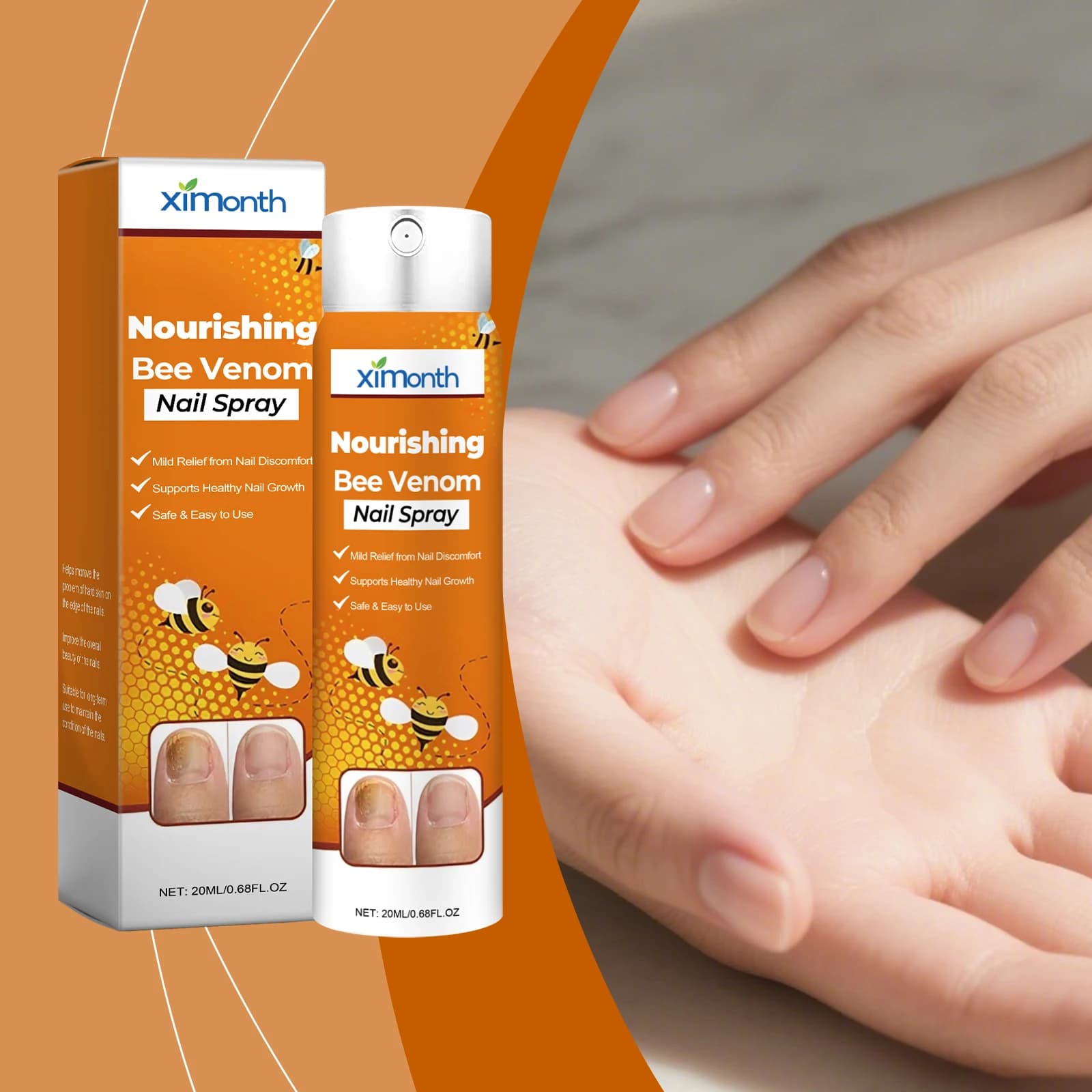 Nutrient nail spray, delicate care for hands and feet, strengthens and strengthens the nail surfaces, moisturizes and softens the cuticles.