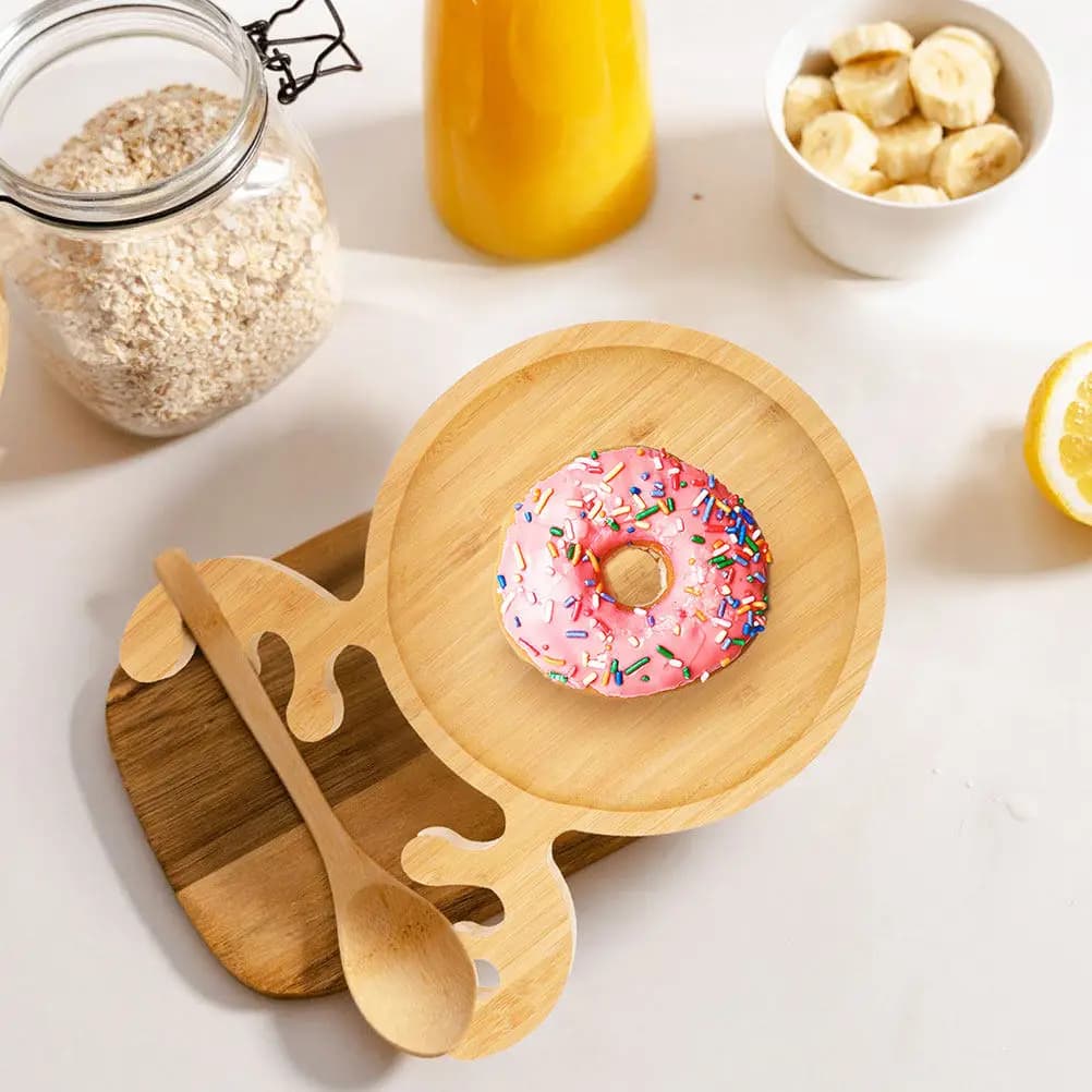 2Pcs Bamboo Serving Tray Cartoon Deer Shape Fruit Plate for Dried Fruits Chocolates Pastries Pastry Platter Countertop Desktop