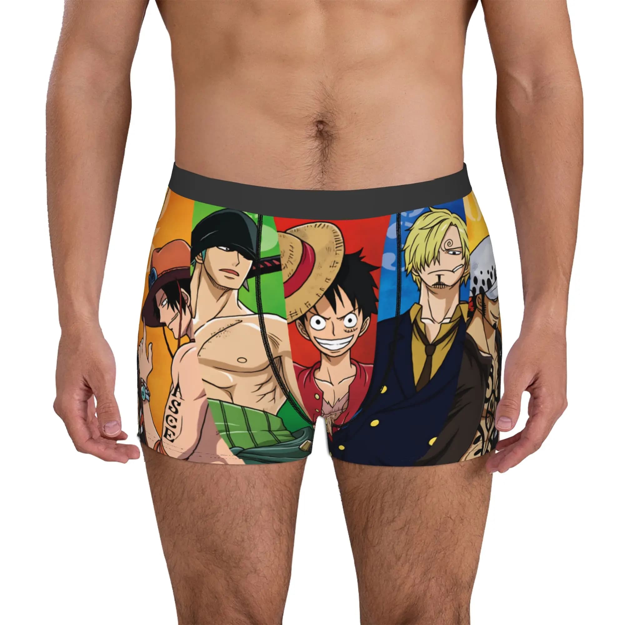 Novelty Luffy One Piece Portgas D Ace Boxers Shorts Panties Male Underpants Breathable Sanji Trafalgar Law Briefs Underwear