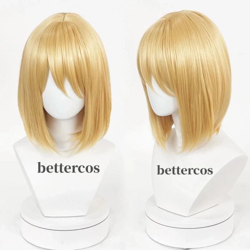 xiaoxiao Howl Cosplay High Quality Golden Black Hair Wigs + Earrings + Wig Cap