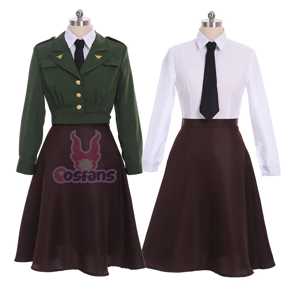 Costume Cosplay Peggy Carter, Uniforme Verde Militare, Agente Carter Margaret, Abito Militare per Halloween, Carnevale, Feste e Cosplay