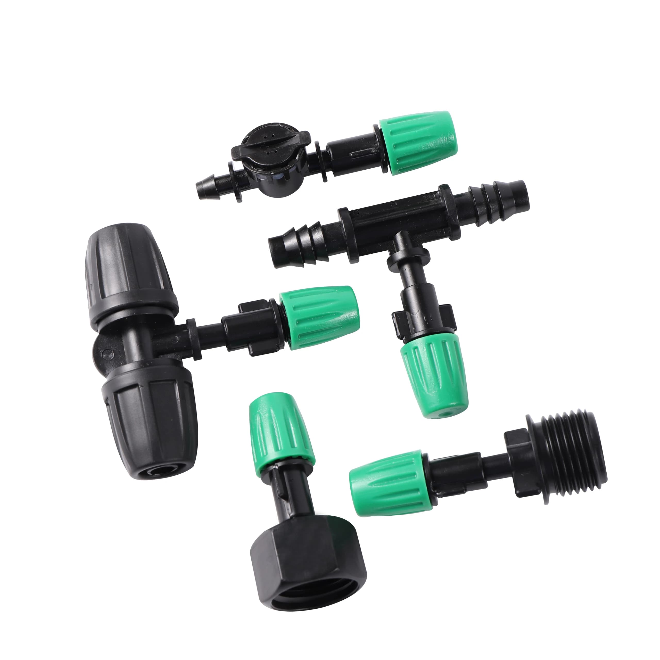5 pz Ugello di Nebulizzazione Gocciolatore Irrigazione Spruzzatore Atomizzazione Sprinkler Sistema di Irrigazione Da Giardino Con Tubo A T Barb Connettore Filettato