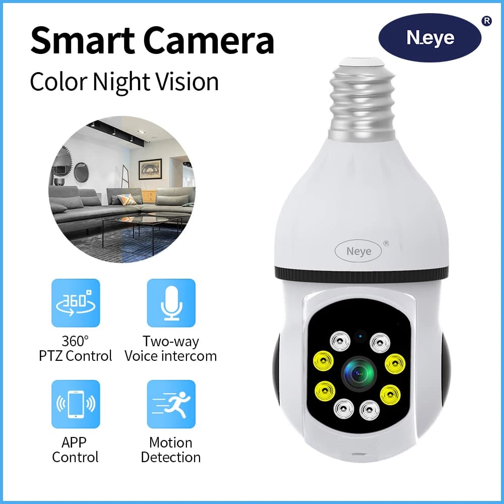 Neye 8MP 4K WiFi Telecamera di sicurezza Casa interna per neonati/anziani/animali domestici Monitor a colori con tracciamento automatico CCTV Lampadina