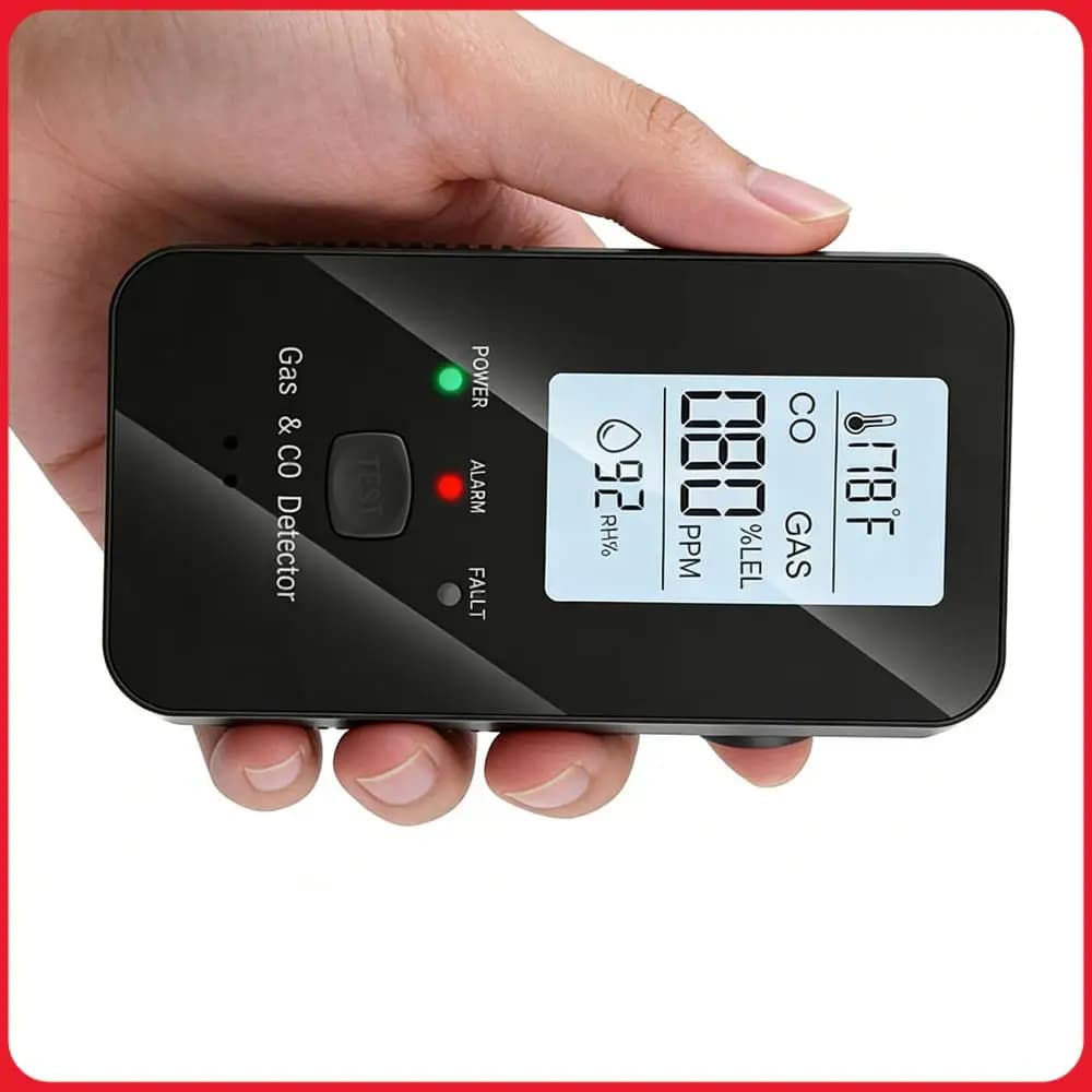 4-in-1 Gas & Carbon Monoxide Detector with Temperature Humidity Display Rv Methane Gas Detector for Home RV Camping Apartment