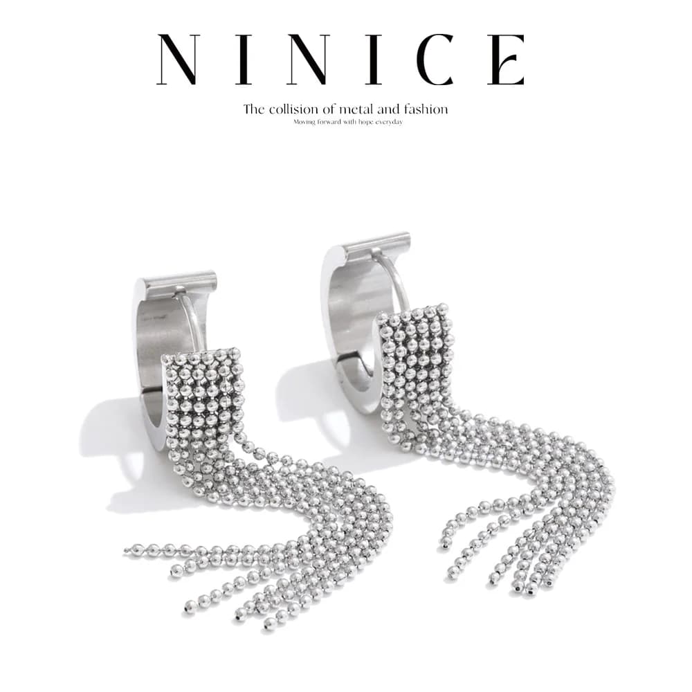 NiNice Orecchini in acciaio inossidabile Scelta gioielli Appesi Nappa Lunga impermeabile PVD placcato Design Regalo personalizzato Nuovo