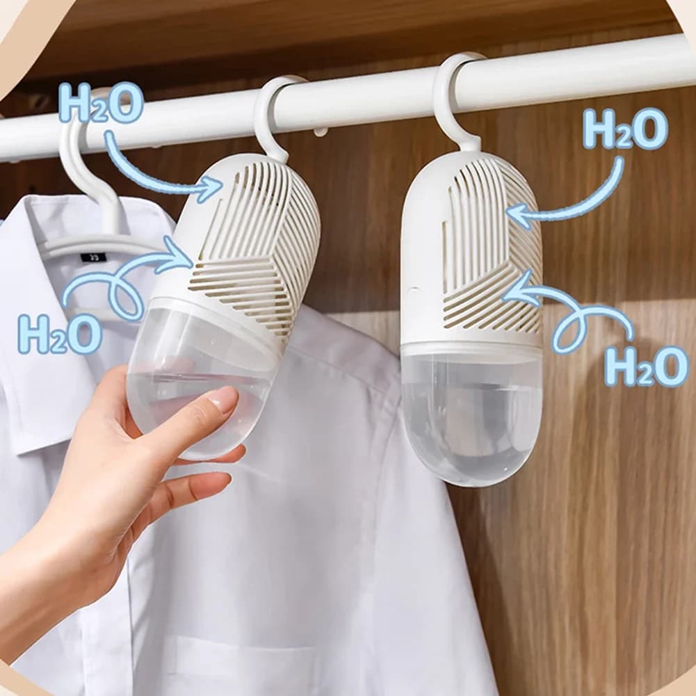 Scatola Deumidificante per Vestiti Riutilizzabile, Sacchetti Deumidificanti Appesi Anti-Muffa con Raccoglitore d'Acqua e Gancio per Armadio e Guardaroba