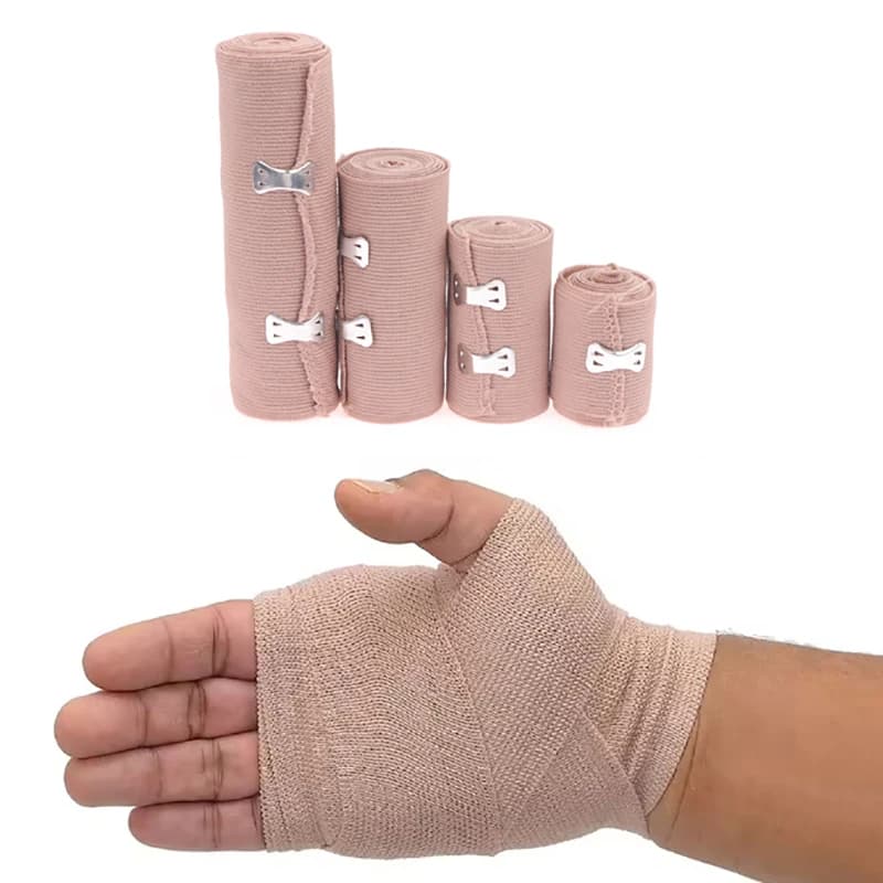 1 Roll Compression Bandage Wrap With Clips Sports Bandages Tape For Ankle Wrist Arm Leg First Aid Bandages Measure