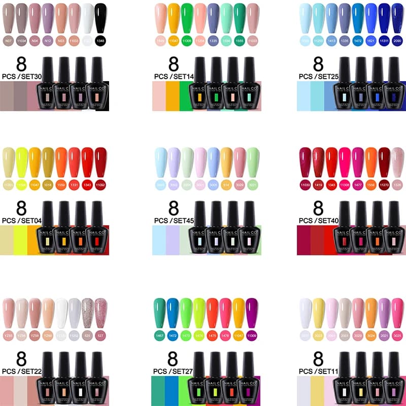 NAILCO 8 Pz/set 15ML Gel Smalto Per Unghie FAI DA TE Rosa Brillante Semi Permanente Soak Off UV LED Gel Vernice Unghie Artistiche Design Kit Manicure