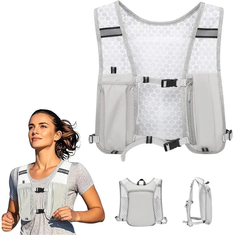 With Phone Holder Vest Outdoor Running Water Bottle Storage Vest Lightweight Running Vest Reflective Hydration Water Chest Pack