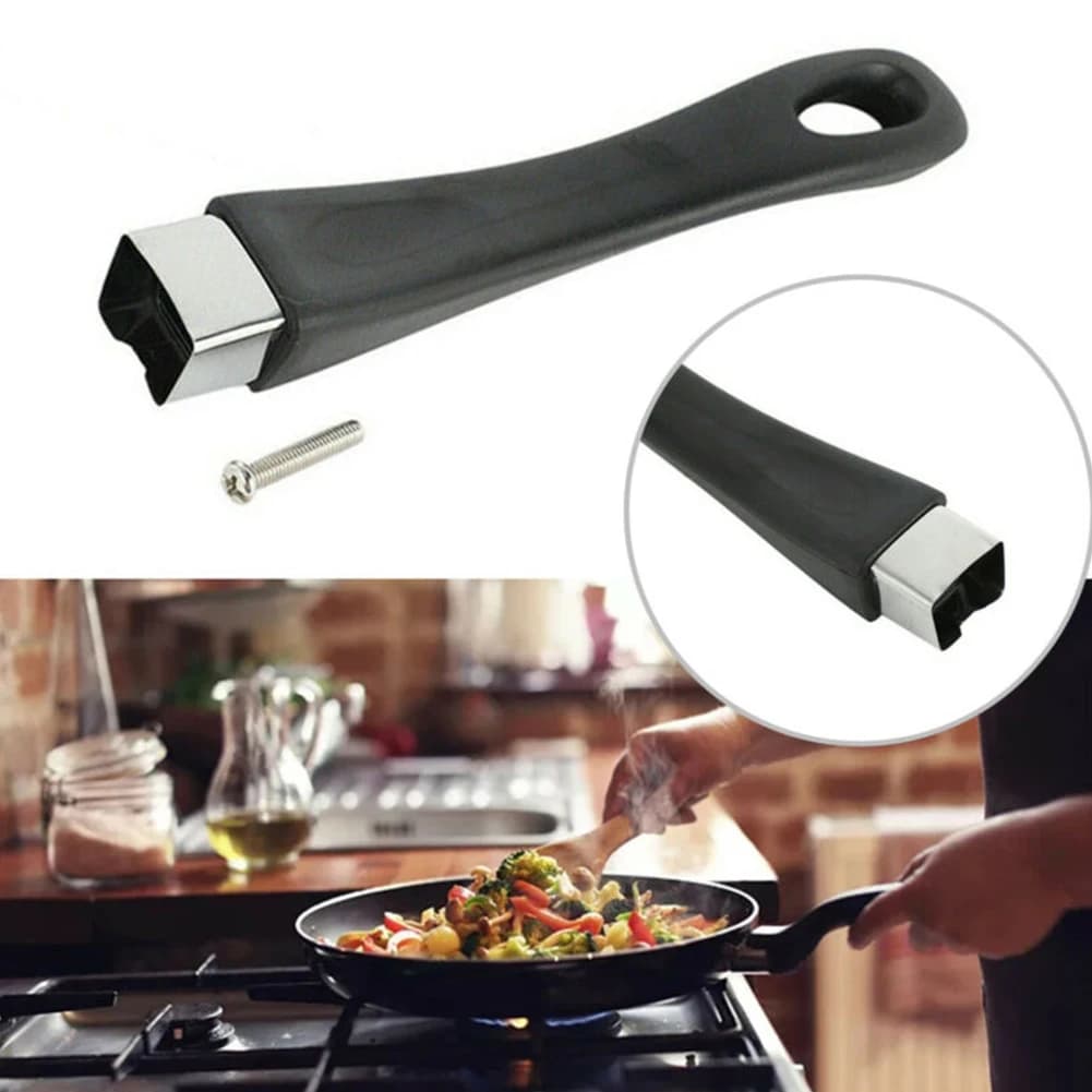Black pan handle Accessories for cooking with hand stem Spare parts with screws Universal heat resistant pan