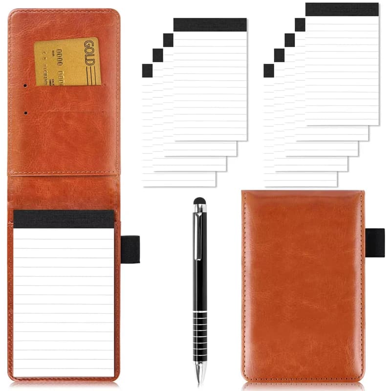 Champ A7 Pocket Planner with Leather Cover, Small Notebook & Memo Notepad, Business Diary for Office School BHL1557-FRO